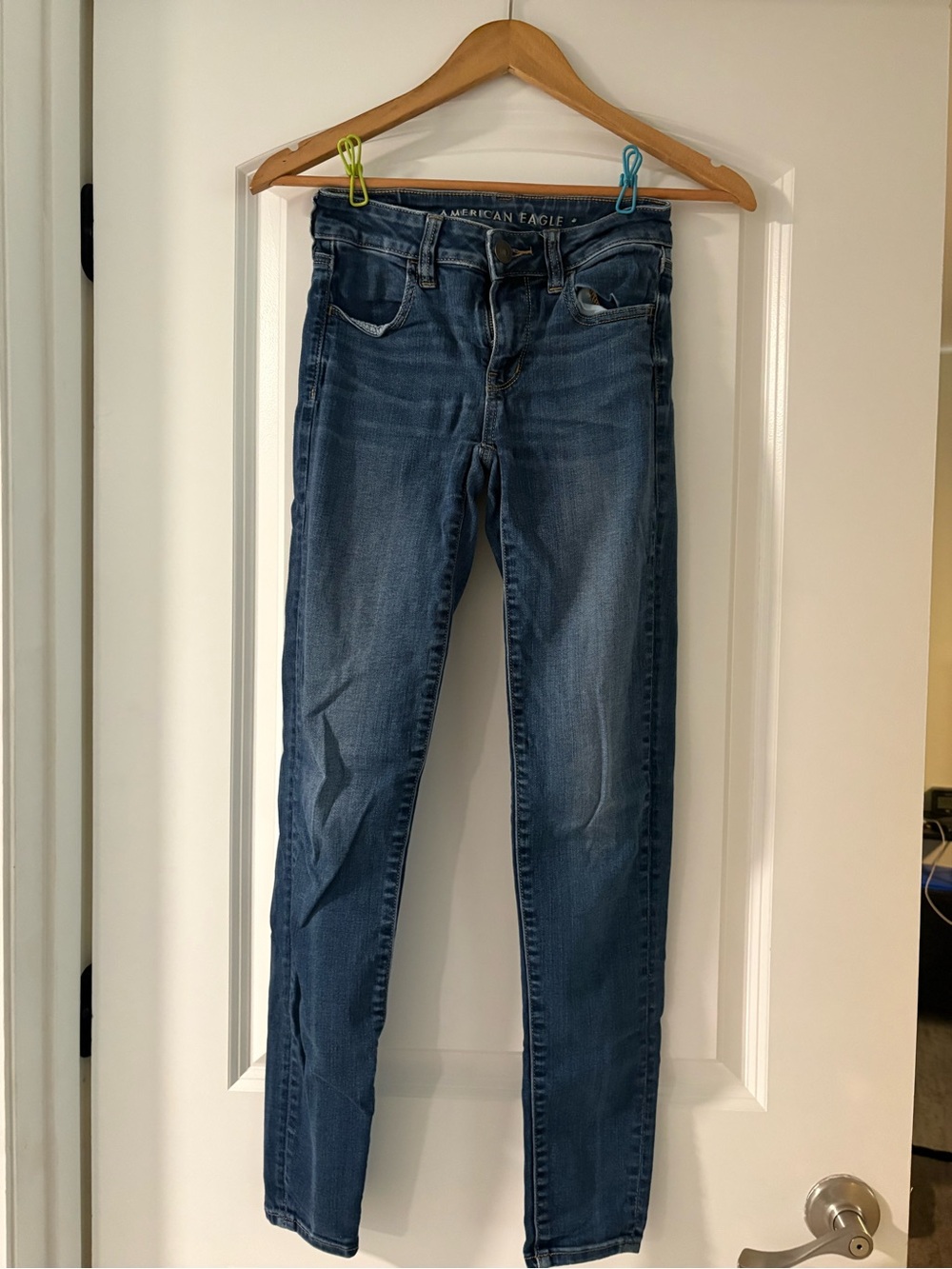 American Eagle Outfitters Dark Blue Stretch Jeggings Size 0 Long